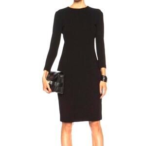 Vince Jet Black Midweight Knit Bodycon Long Sleeve Dress Medium M EUC Winter